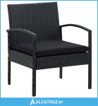 Vrtna stolica od poliratana s jastukom crna - NOVO