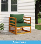 Vrtna stolica sa zelenim jastucima od masivnog drva bagrema - NOVO