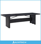 Vrtni stol crni 240 x 90 x 74 cm od poliratana i stakla - NOVO