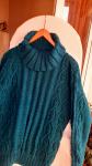 NOVI smaragdno-zeleni ručno pleteni pulover L-XL/42-44