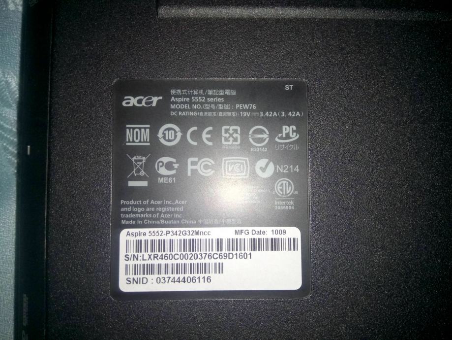 Acer aspire 5552 pew76 не включается