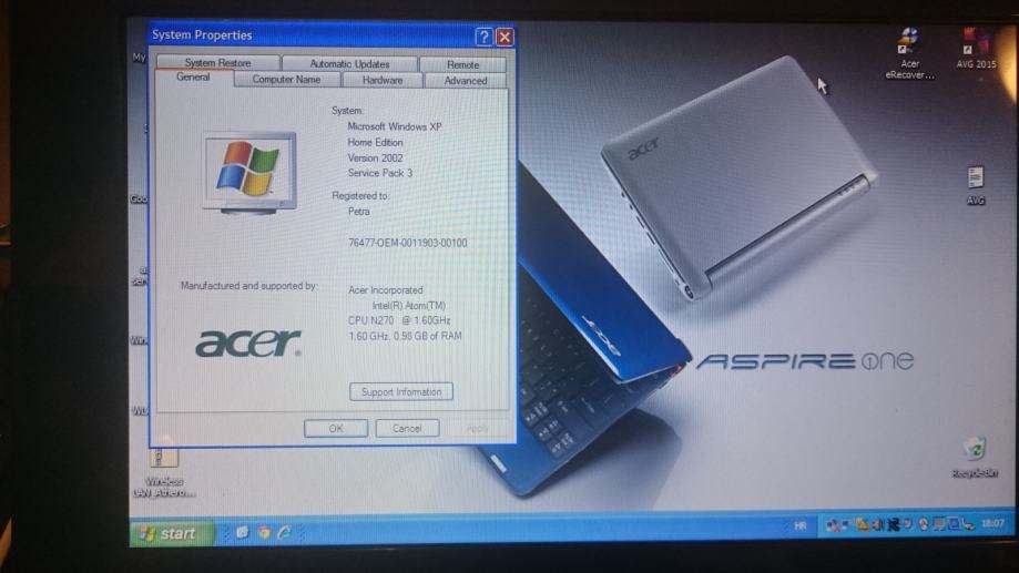 Acer aspire one zg5 восстановление bios