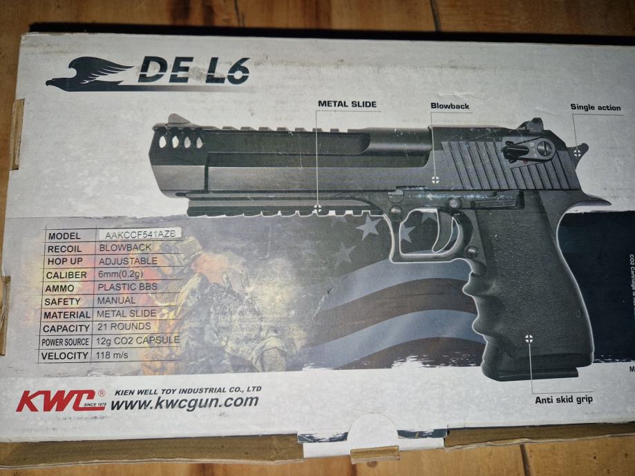 Airsoft KWC DE L6 Desert Eagle CO2 Blowback Full Auto