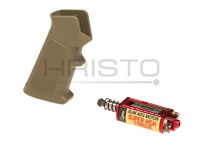 ARES airsoft Super High Torque Slim Motor + M4 Slim Pistol Grip DESERT