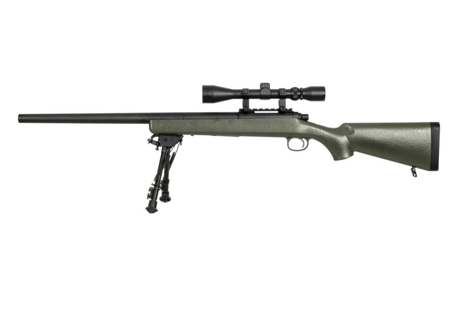SW-10 SNIPER RIFLE AIRSOFT REPLICA WITH SCOPE AND BIPOD - OLIVE