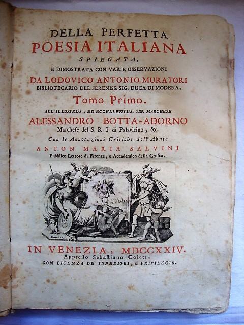 ANTON MARIA SALVINI 1724. DELLA PERFETTA POESIA ITALIANA -RARE BOOK