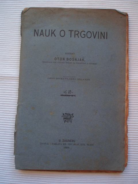 Nauk o trgovini   Bošnjak, Oton 1920 god