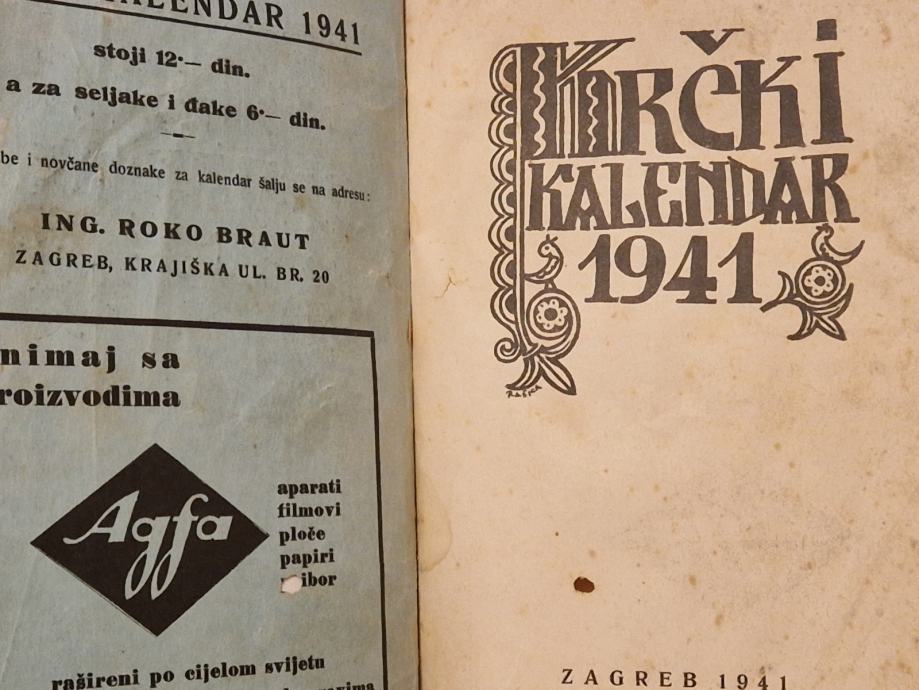 Originalni primjerak Krčki kalendar 1940. Krk