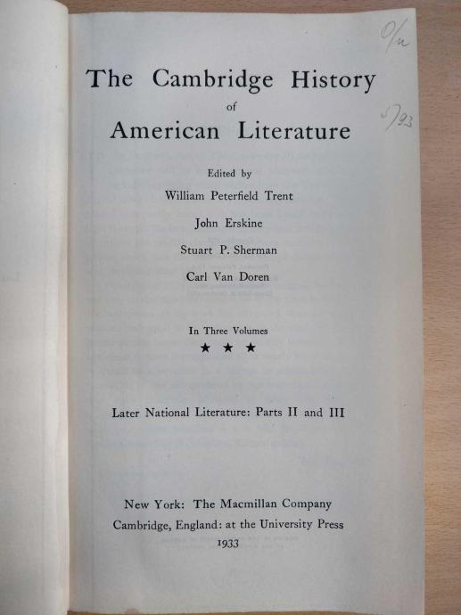 The Cambridge History of American Literature III