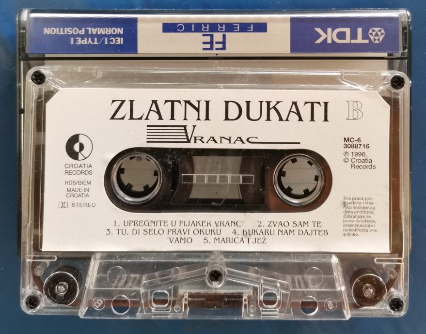 AUDIO KASETA ZLATNI DUKATI-"VRANAC"