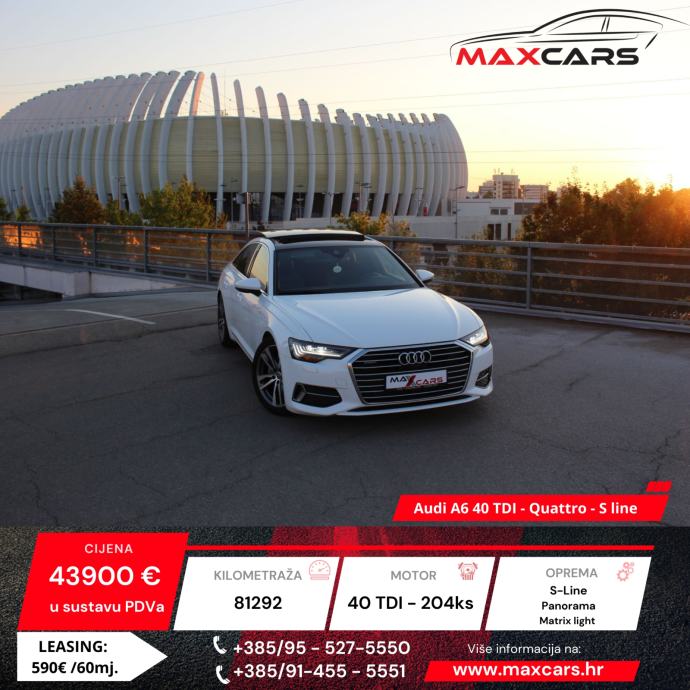 Audi A6 40TDI S-line•Quattro•Panorama•Navi•Matrix svijetla•Virtual•PDV