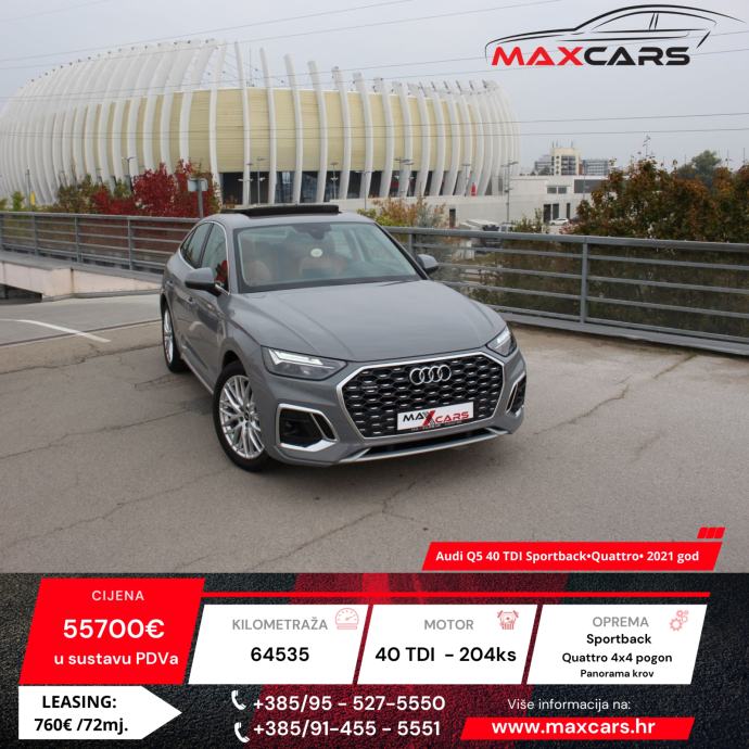 Audi Q5 Sportback 40TDI Quattro•Sline•Panorama•Zračni ovj.•Virtual•PDV