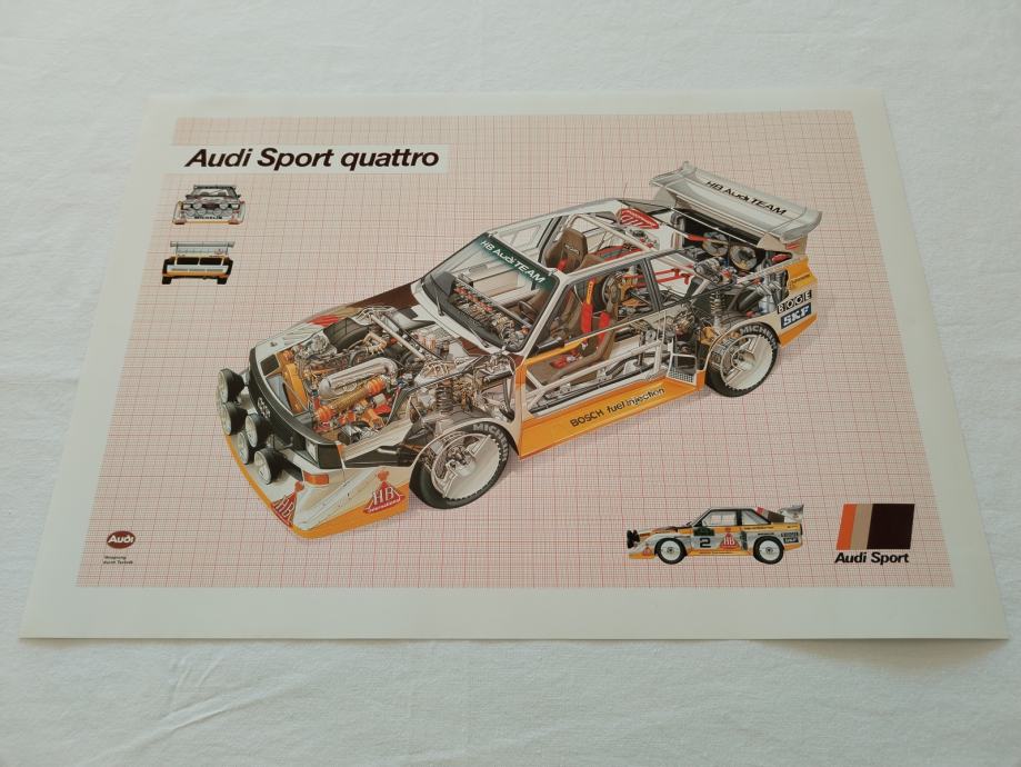 ORIGINALNI POSTER PLAKAT AUDI SPORT QUATTRO - U PRESJEKU 42cmx30cm