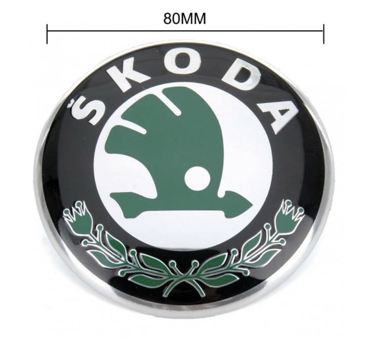 Škoda znak 80mm -zeleni novo