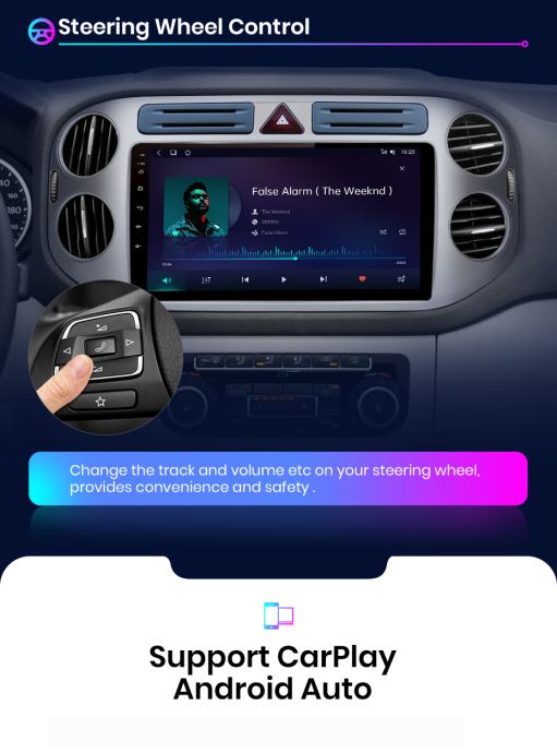 Volkswagen Tiguan mk1 Android Radio 9" sa maskom, besplatna dostava