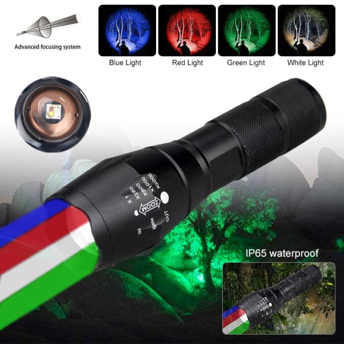 LED svjetlo za lov - 5000Lm - CREE XM-L T6 - SVIJETLI U ČETIRI BOJE