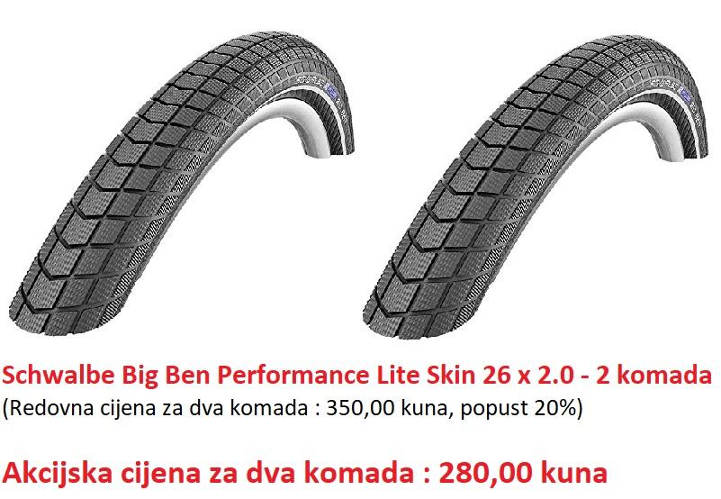 SCHWALBE BIG BEN 26 X 2.0 RACEGUARD LITESKIN 2 KOMADA - AKCIJA