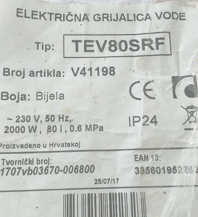 Elektri Na Grijalica Vode Bojler