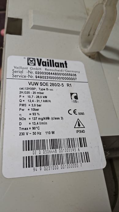 Plinski bojler Vaillant VUW SOE 280/2-5 R1