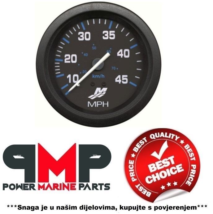 MERCRUISER SPEEDOMETER 45 MPH, 85 mm, BLACK FACE - 79-895285A01