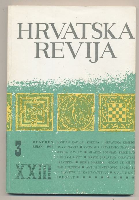 Hrvatska revija rujan 1973 emigracija ur. Vinko Nikolić