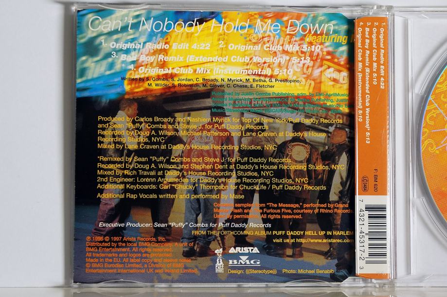 Puff Daddy Cant Nobody Hold Me Down Remix Maxi Cd Single