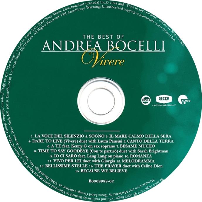 THE BEST OF ANDREA BOCELLI - Vivere