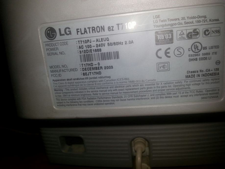 Монитор lg flatron ez t710bh не включается