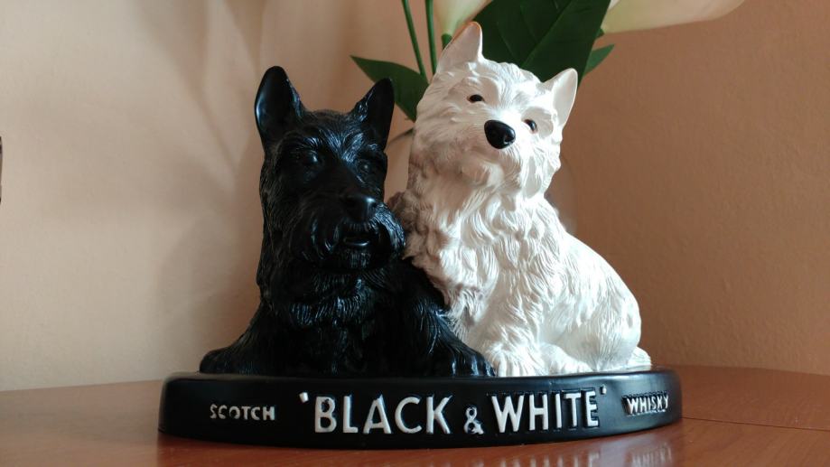 Scotch Black & White Whisky Dogs Vintage Reklamna Figura