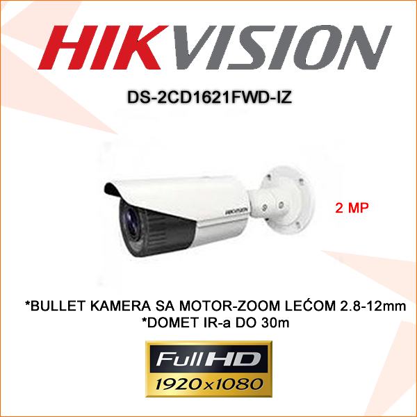 HIKVISION KAMERA IP ZA VIDEONADZOR DS-2CD1621FWD-IZ 2MP 2,8-12MM