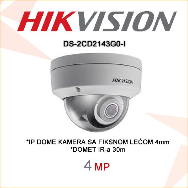 HIKVISION 2MP IP POE KAMERA 4mm ZA VIDEO NADZOR | DS-2CD2143G0-I