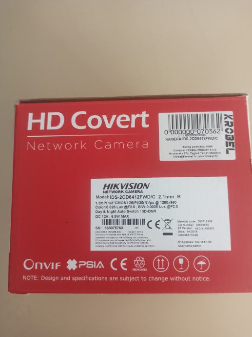 Kamera HIKVISION iDS-2CD6412FWD/C 2.1mm