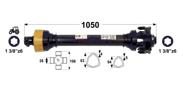 Kardan sa tarnom sklopkom kat. 7, 1050 mm za roto brane do 3 m