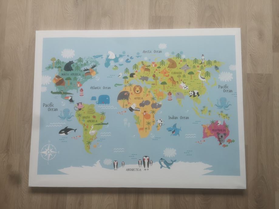 Slika, print na platnu Životinjski atlas 80cmx60cm