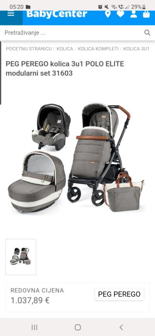 PEG PEREGO kolica 3u1 POLO ELITE (Gratis Elodie podloga) SNIŽENO