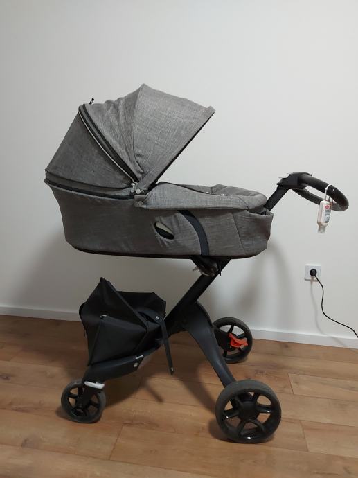 stokke xplory kolica v6, 3 u 1, black melange