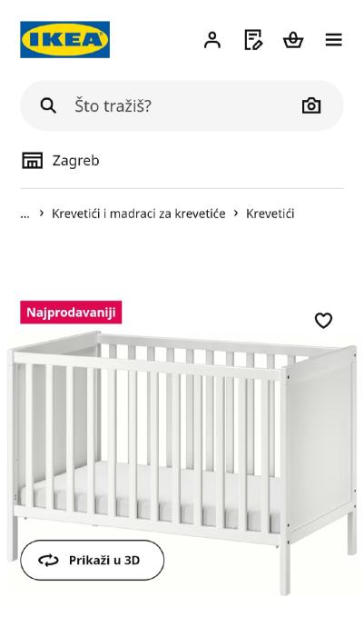 Dječji krevetić IKEA Sundvik sa zaštitnom letvicom i madrac