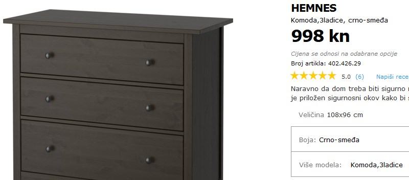 IKEA HEMNES komoda ladičar - novo NERASPAKIRANO