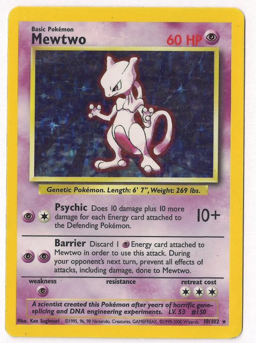 Pokemon karta: Mewtwo - Base Set 10/102 (Rare Holo)