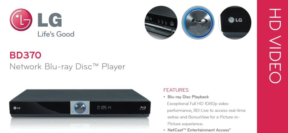 LG Blue ray Player BD370