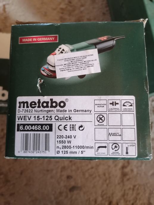 Metabo brusilica, kutna brusilica WEV 15-125 Quick