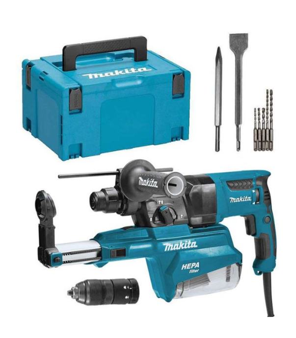 MAKITA HR2651T Vrtalno kladivo z vgrajenim odsesovanjem + GRATIS: Kovč