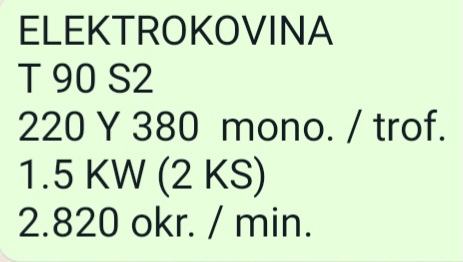 ELEKTROKOVINA T90 S2 - trofazno / monofazni 1.5 kw (2 ks) 2.820 okr./