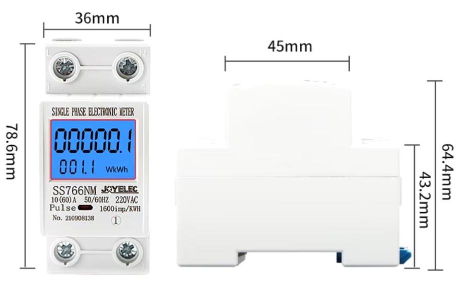 Mjerač snage i potrošnje električne energije LCD 220v 60A DIN-Rail