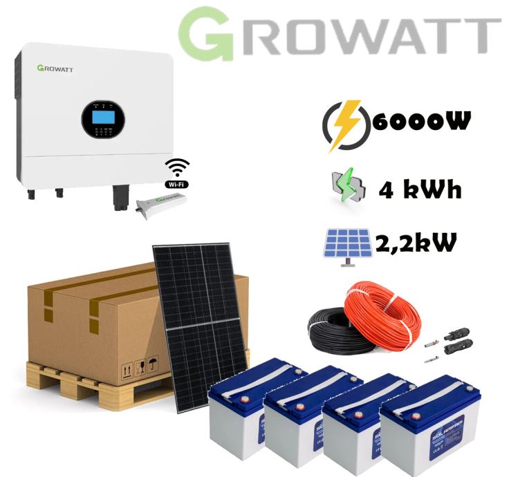 SOLARNI KOMPLET GROWATT 2,2kWp-6000W 2-4kWh