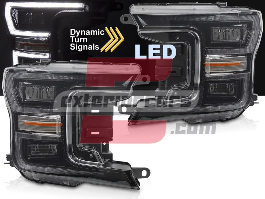 FORD F150 Mk13 (17-20) - Full LED prednja svjetla SEQ žmigavci (crna)