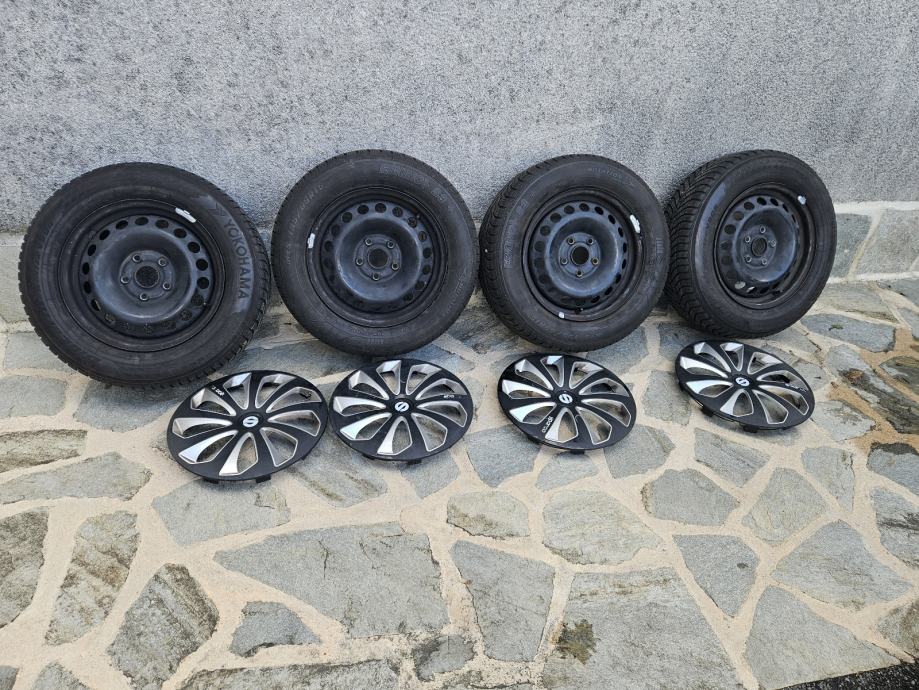 Čelične felge 15'' rupe 5x112, 4 kom. + 4 zimske gume + ratkape