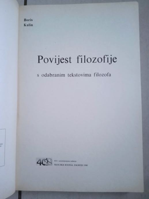 Boris Kalin: Povijest Filozofije