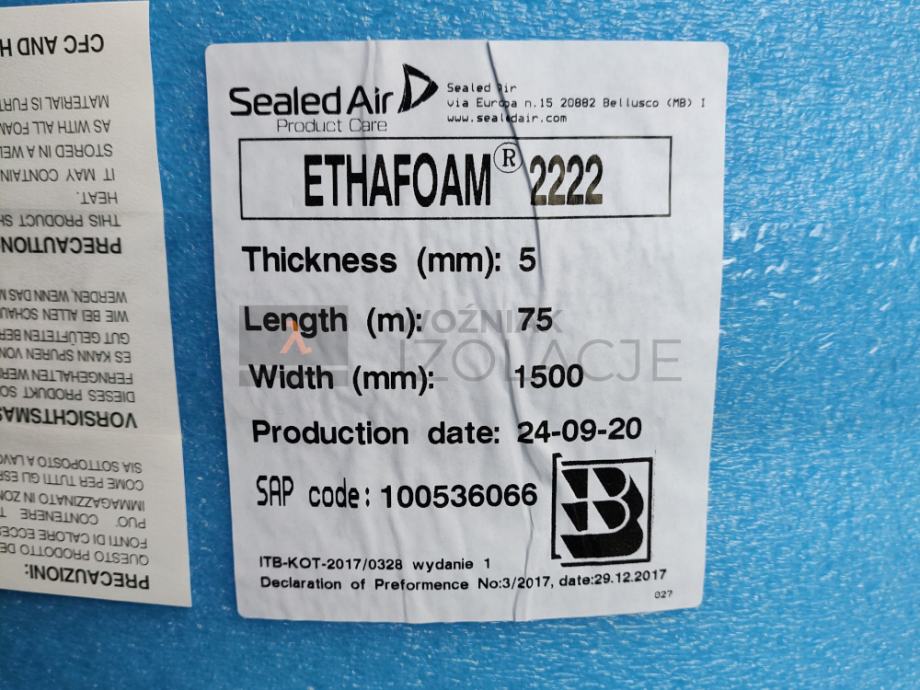 Ethafoam 2222 112.5 m2 5mm