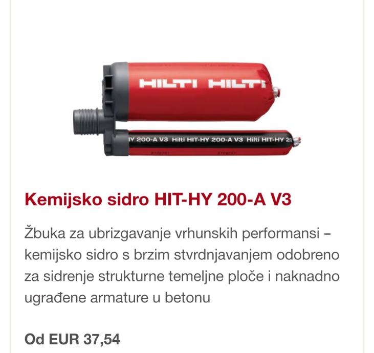 Hilti kemijsko sidro